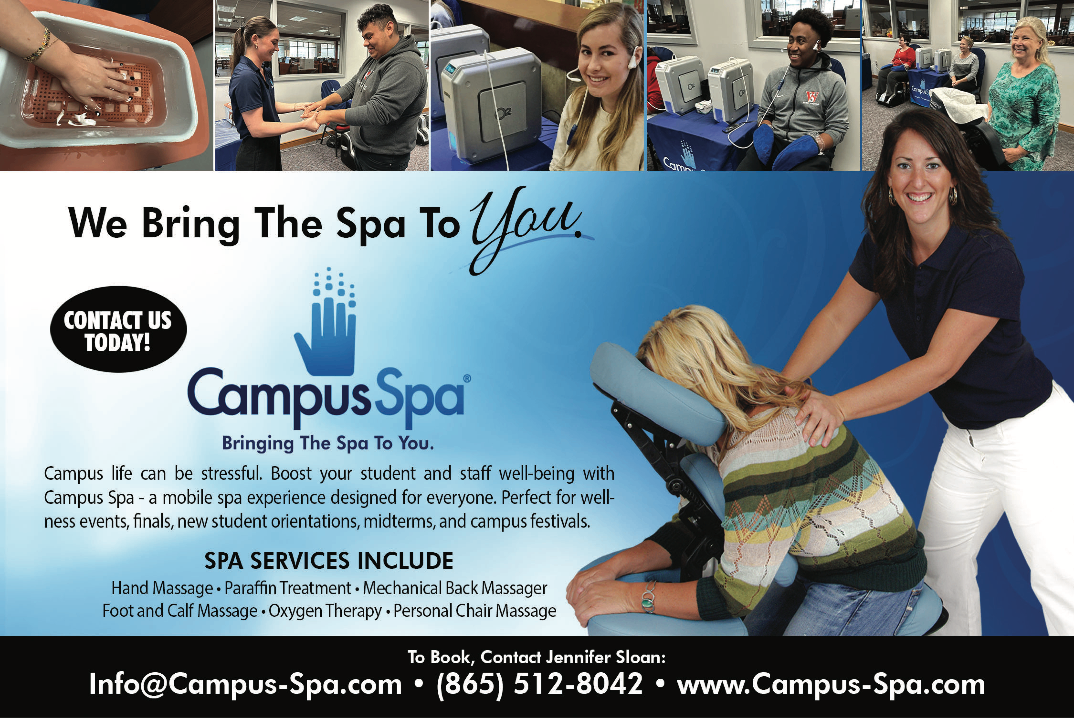 Campus Spa advertisement — mobile spa services for campus events
